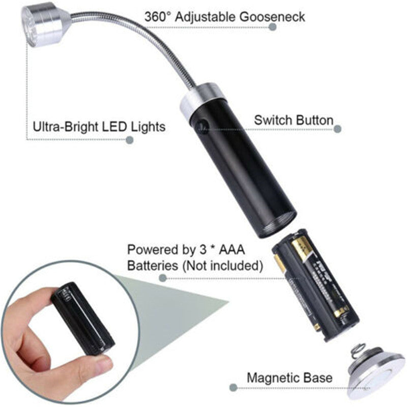 Magneetilla kiinnittyvä paristokäyttöinen kirkas led-valo, säätöalue 360° 2kpl/pakkaus